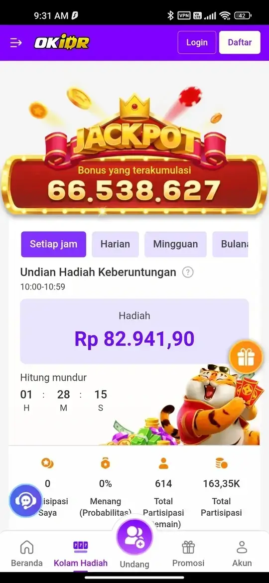 Jackpot progresif dan kolam hadiah OKIDR APK